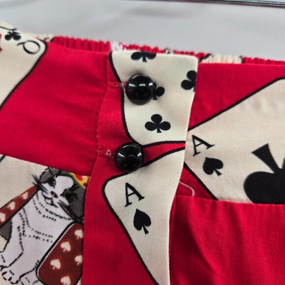 Collectif Megan Cat Red Crouper Playing Cards Swing Skirt Size 2 - Picture 2 of 11